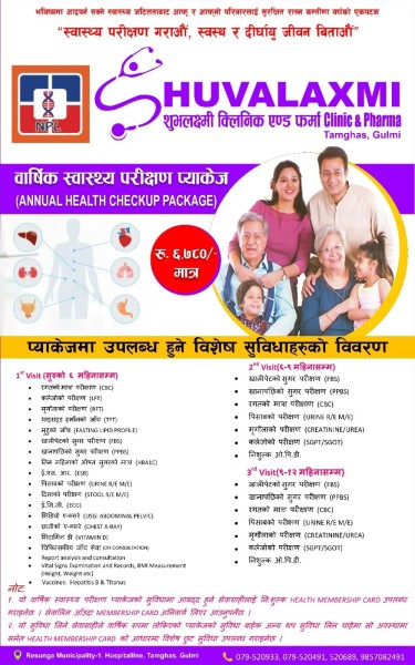 "वार्षिक स्वास्थ्य परीक्षण प्याकेजसम्बन्धी सूचना"